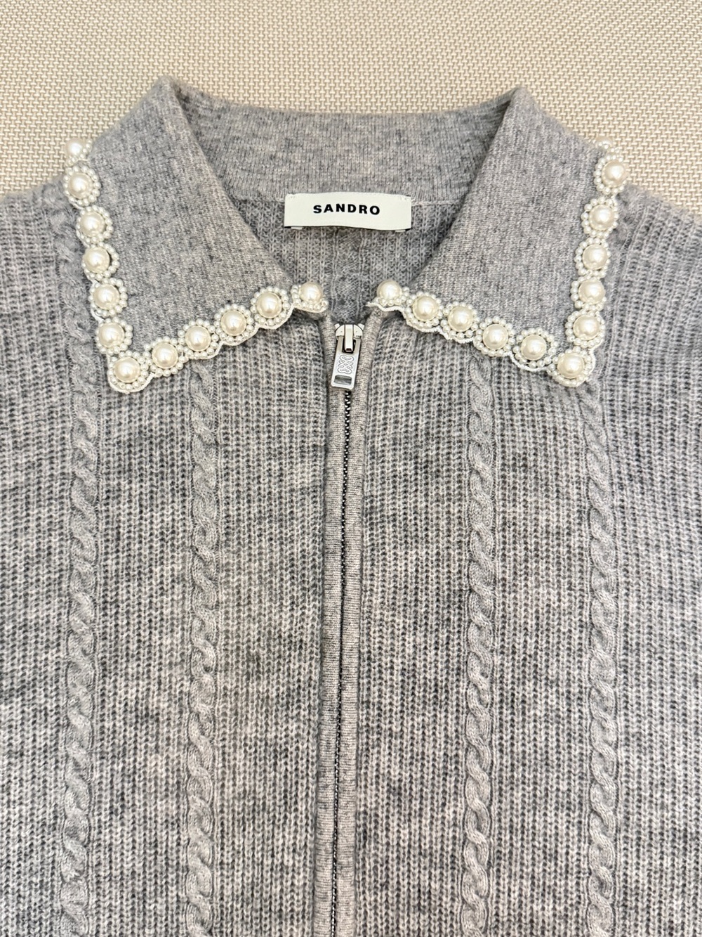 Sandro Ameo Beaded Collar Cardigan - Picture 6 of 9